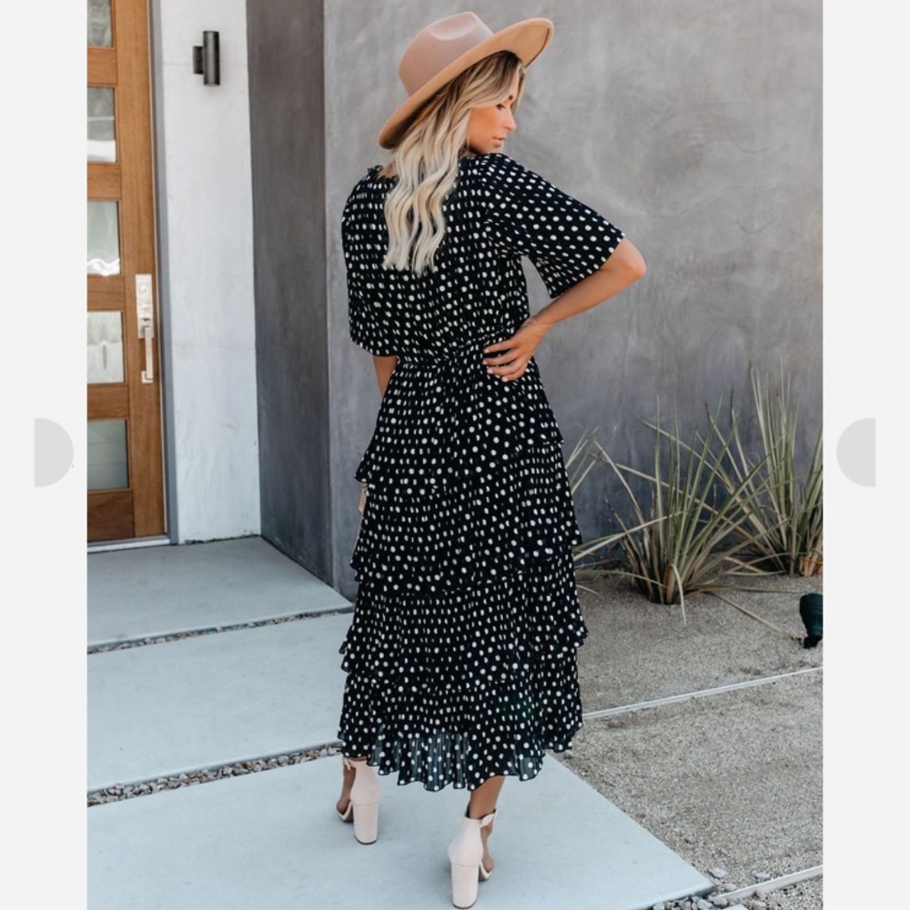 💖 VICI Polka Dot Pleated Tiered Dress 💖 - Picture 5 of 8